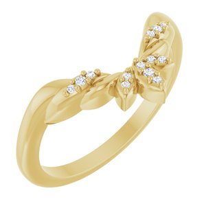 14K Yellow Gold Natural Diamond Round Natural Diamond Polished .03 Ctw Natural Diamond Floral Contour Band Size 7