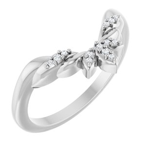 14K White Gold Natural Diamond Round Natural Diamond Polished .03 Ctw Natural Diamond Floral Contour Band Size 7