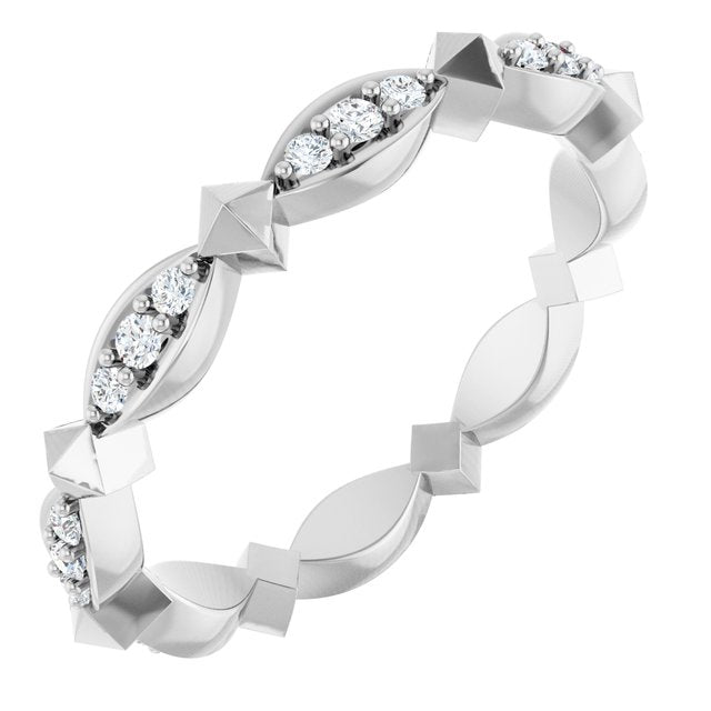 14K Yellow Or White Gold Round Si2-Si3, G-H Polished 1/4 Ctw Natural Diamond Eternity Band, Size 7