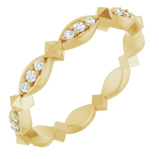 14K Yellow Or White Gold Round Si2-Si3, G-H Polished 1/4 Ctw Natural Diamond Eternity Band, Size 7