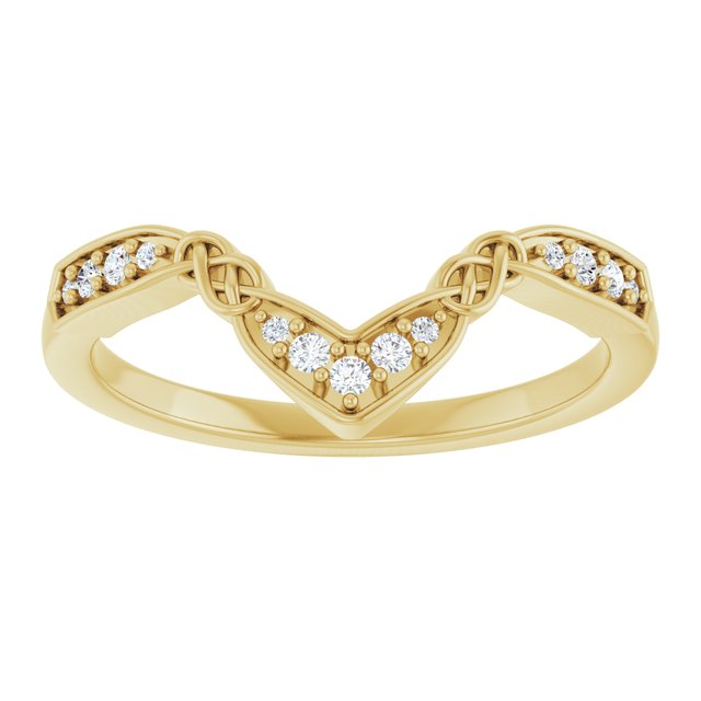 14K Yellow Or White Gold Round Polished .08 Ctw Natural Diamond Celtic Inspired Contour Band, Size 7