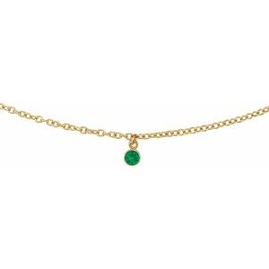 14K Yellow Gold Round 3 Mm  Natural Emerald Necklace, Length: 16 In