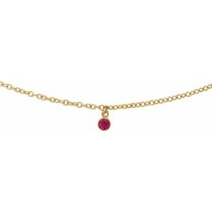 14K Yellow Gold Round 3 Mm  Natural Ruby Necklace, Length: 16 In