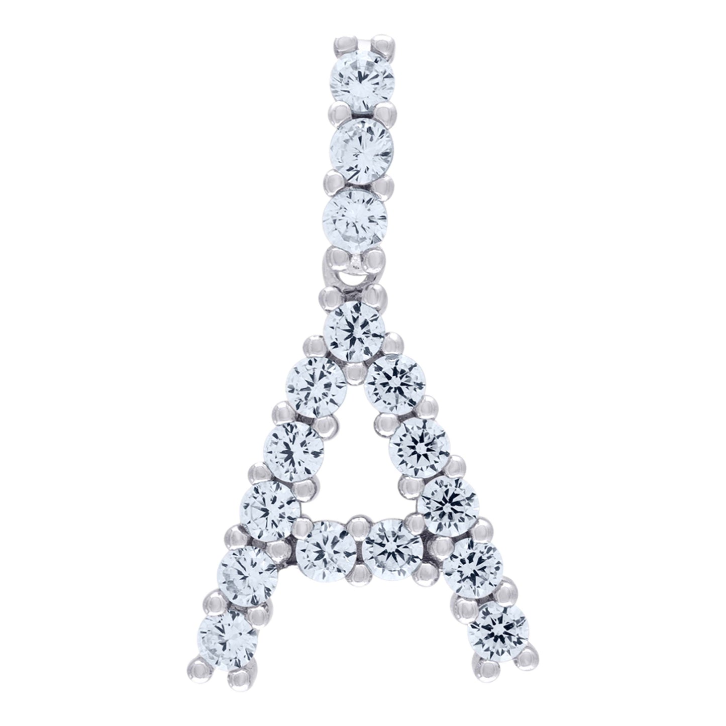 Sterling Silver Unisex Cubic Zirconia Initial Alphabet Charm Pendant