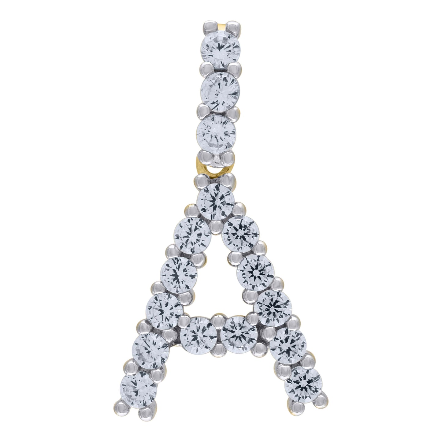 Sterling Silver Unisex Cubic Zirconia Initial Alphabet Charm Pendant