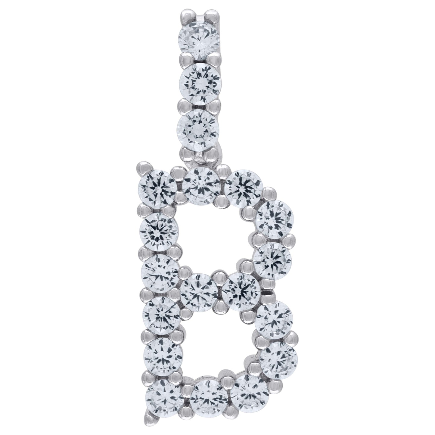 Sterling Silver Unisex Cubic Zirconia Initial Alphabet Charm Pendant