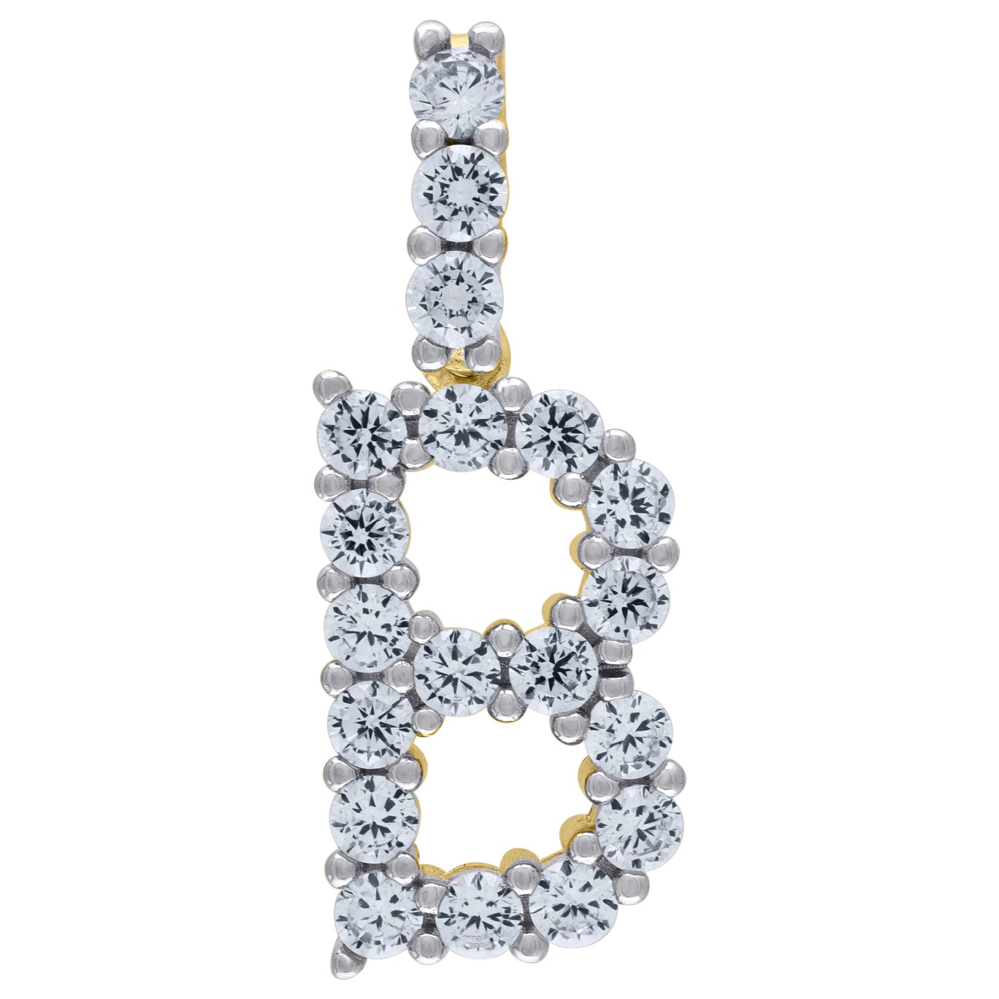 Sterling Silver Unisex Cubic Zirconia Initial Alphabet Charm Pendant