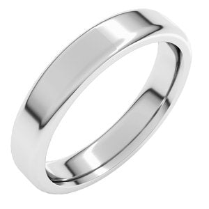 14K Yellow Or White Gold Or Platinum 4 Mm Flat Comfort Fit With Round Edge Band