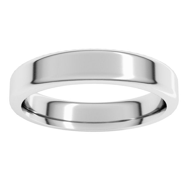 14K Yellow Or White Gold Or Sterling Silver Or Platinum Standard Flat Comfort Fit With Round Edge Band