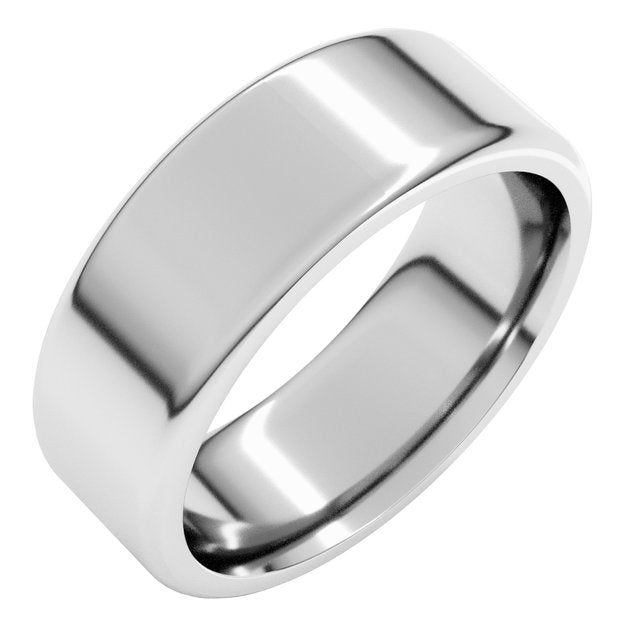 14K Yellow Or White Gold Or Sterling Silver Or Platinum Standard Flat Comfort Fit With Round Edge Band