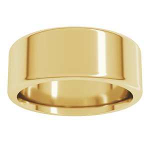 18K Yellow Or White Or Rose Gold Round-Edge Comfort-Fit Flat Band