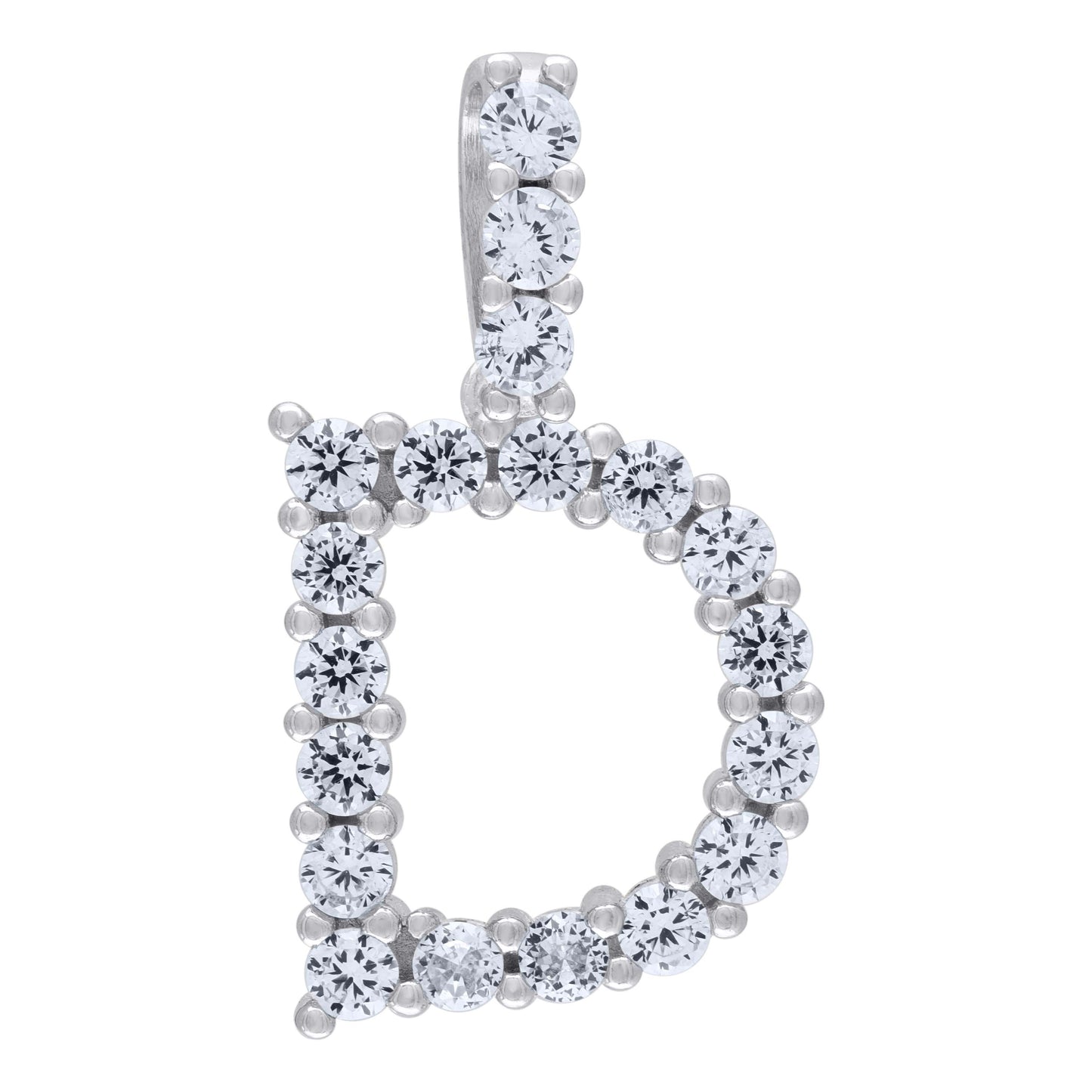 Sterling Silver Unisex Cubic Zirconia Initial Alphabet Charm Pendant