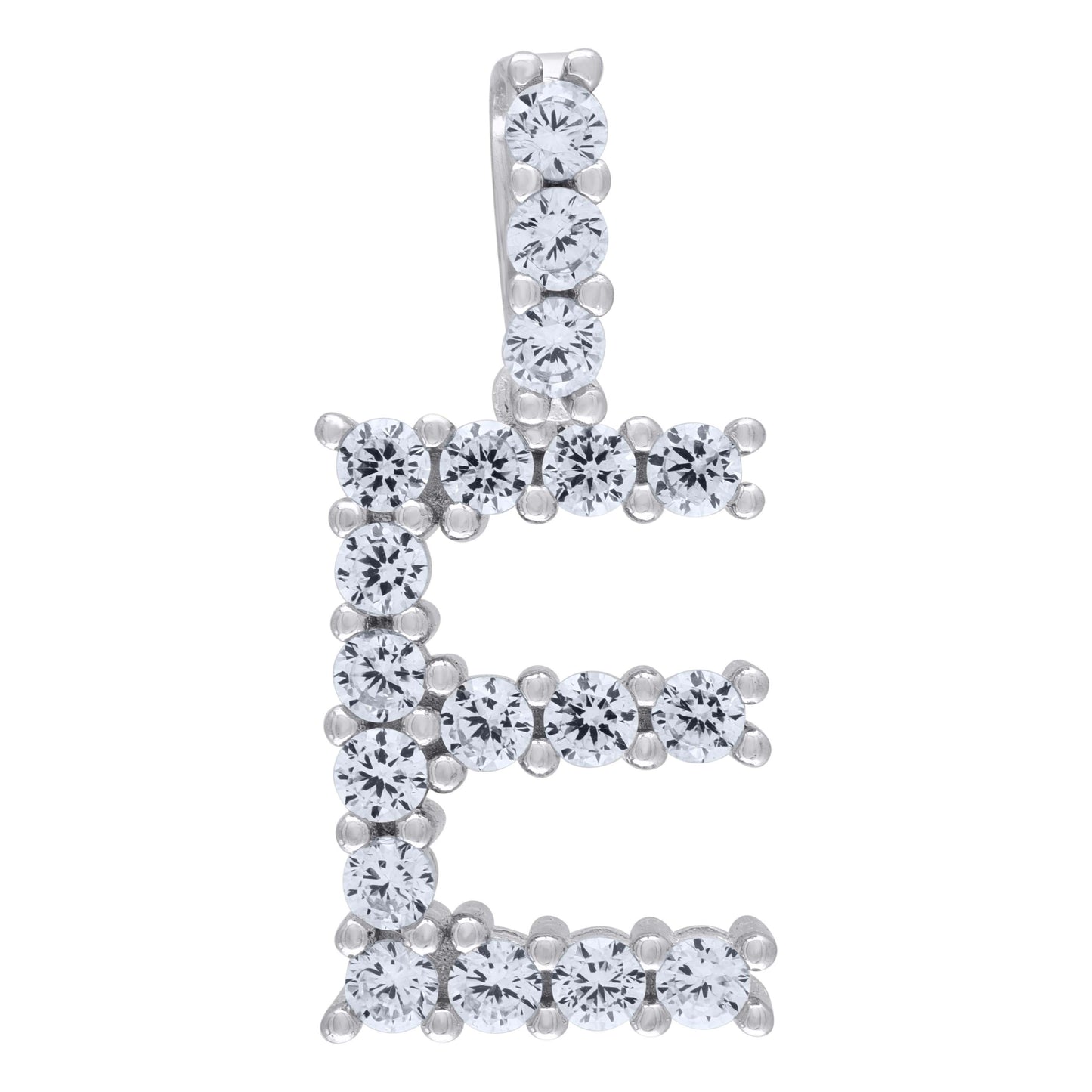Sterling Silver Unisex Cubic Zirconia Initial Alphabet Charm Pendant