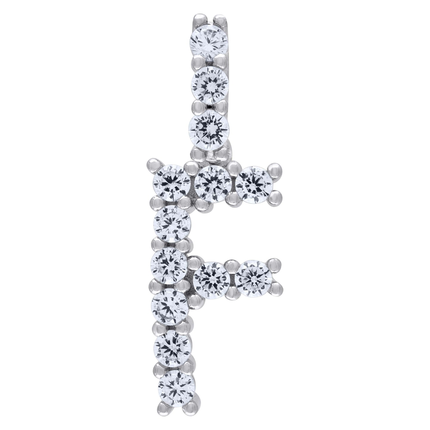 Sterling Silver Unisex Cubic Zirconia Initial Alphabet Charm Pendant