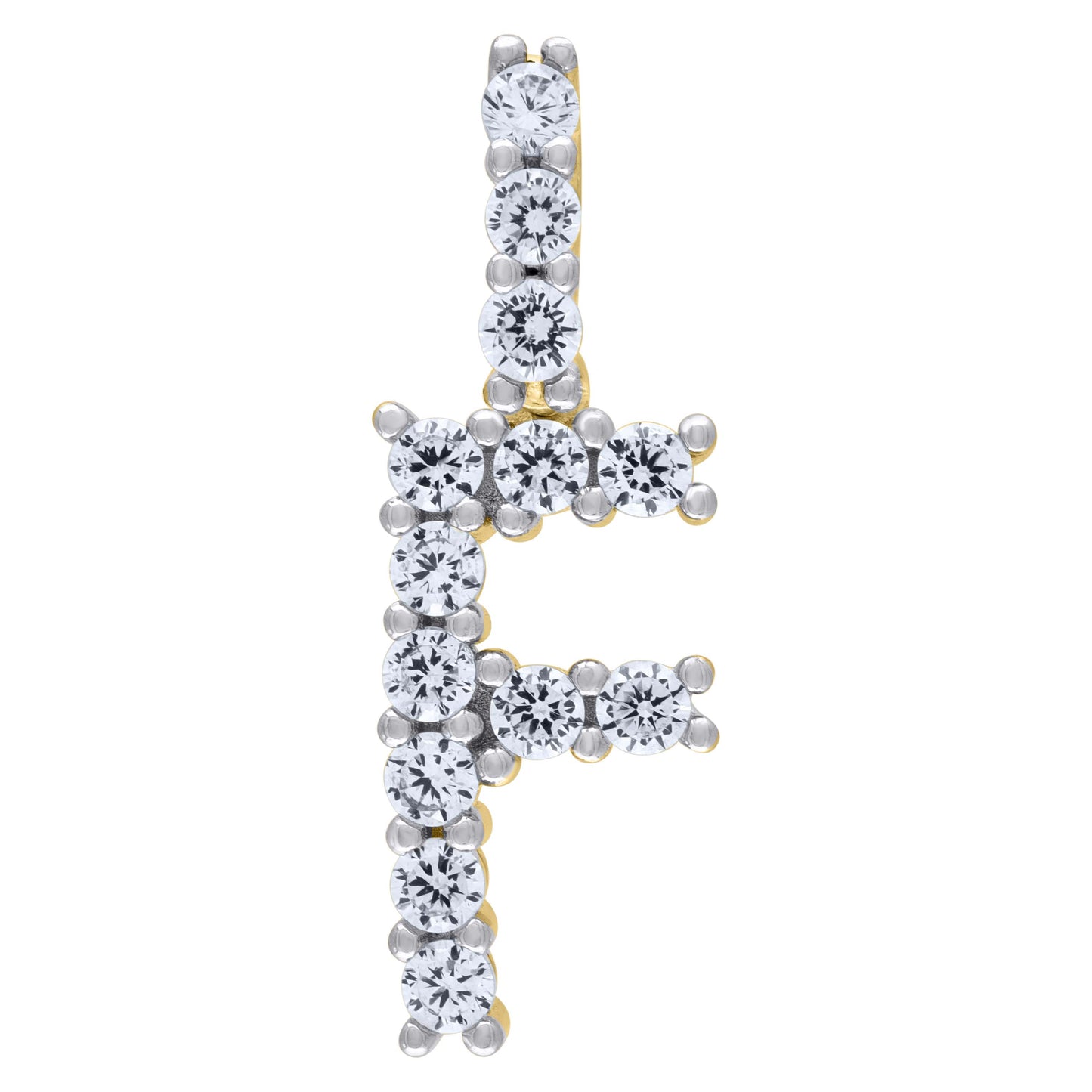 Sterling Silver Unisex Cubic Zirconia Initial Alphabet Charm Pendant