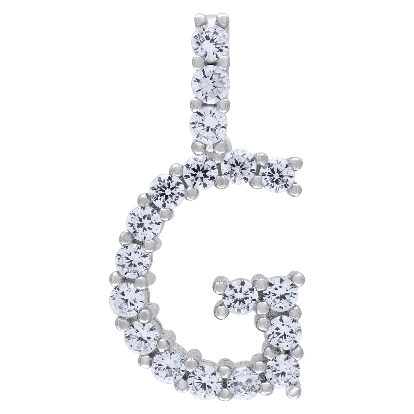 Sterling Silver Unisex Cubic Zirconia Initial Alphabet Charm Pendant