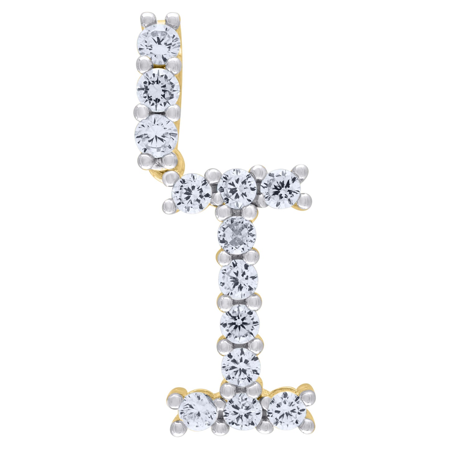 Sterling Silver Unisex Cubic Zirconia Initial Alphabet Charm Pendant