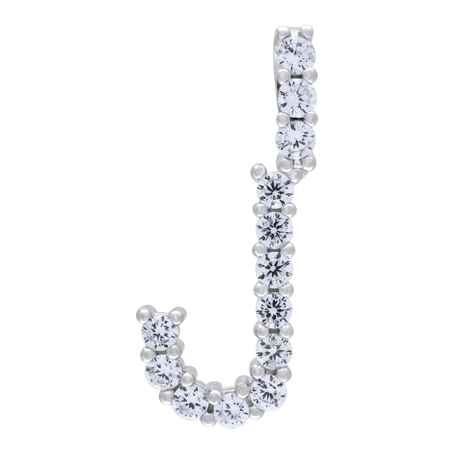 Sterling Silver Unisex Cubic Zirconia Initial Alphabet Charm Pendant