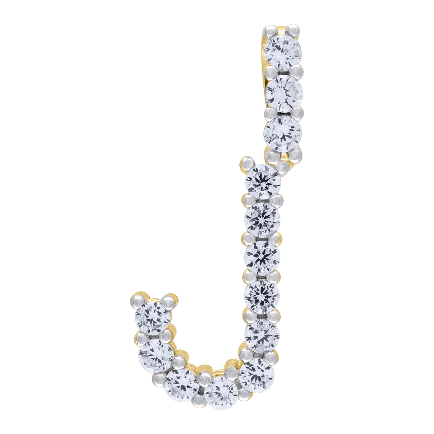Sterling Silver Unisex Cubic Zirconia Initial Alphabet Charm Pendant
