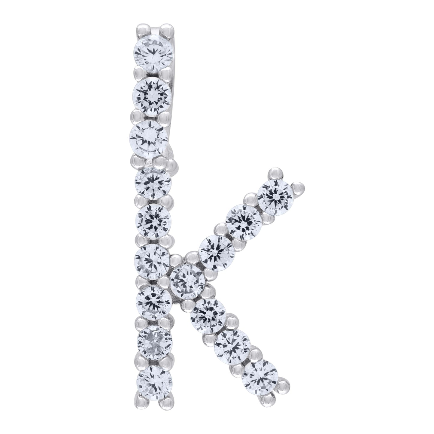 Sterling Silver Unisex Cubic Zirconia Initial Alphabet Charm Pendant