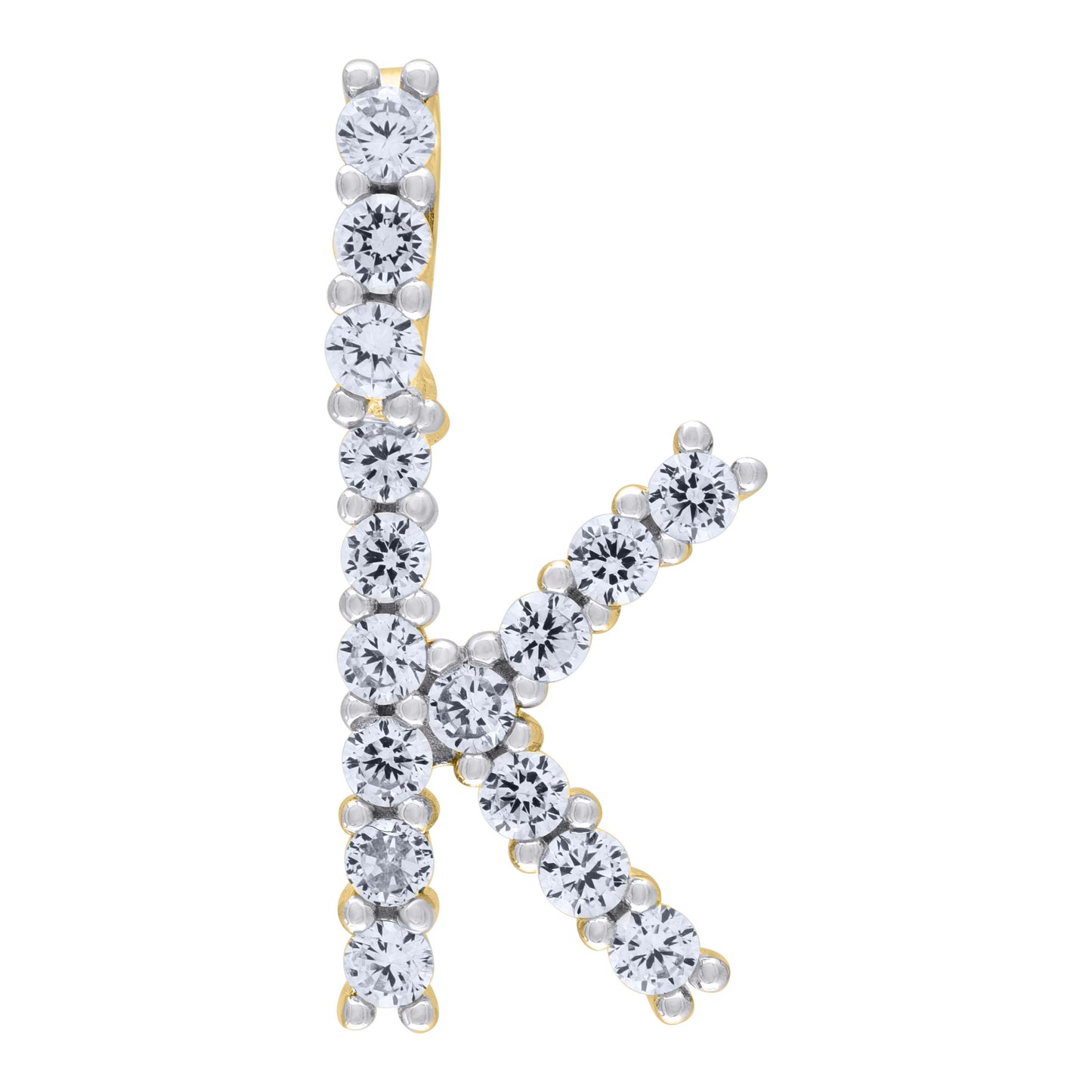 Sterling Silver Unisex Cubic Zirconia Initial Alphabet Charm Pendant