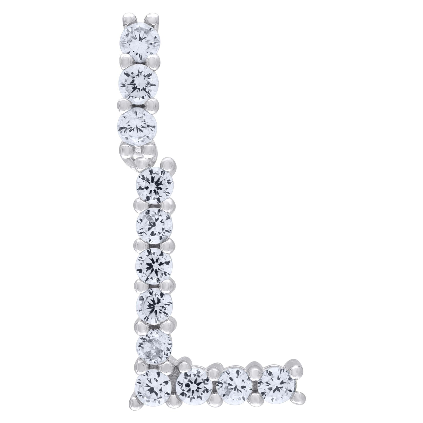 Sterling Silver Unisex Cubic Zirconia Initial Alphabet Charm Pendant