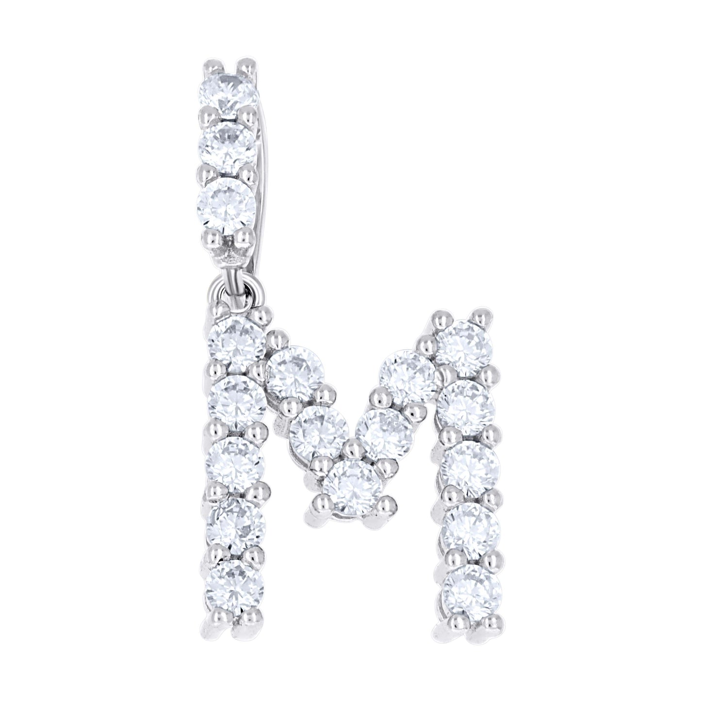 Sterling Silver Unisex Cubic Zirconia Initial Alphabet Charm Pendant
