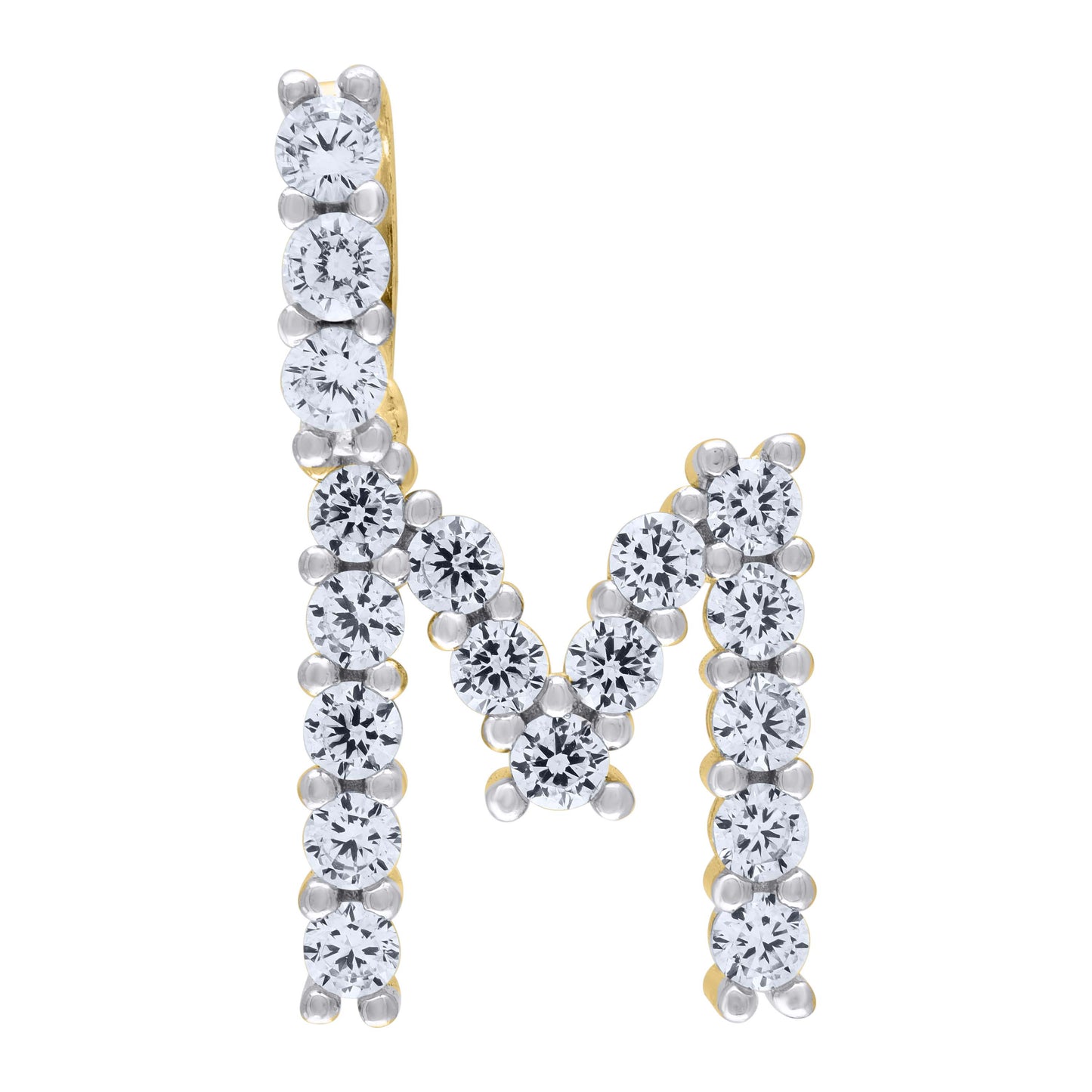 Sterling Silver Unisex Cubic Zirconia Initial Alphabet Charm Pendant