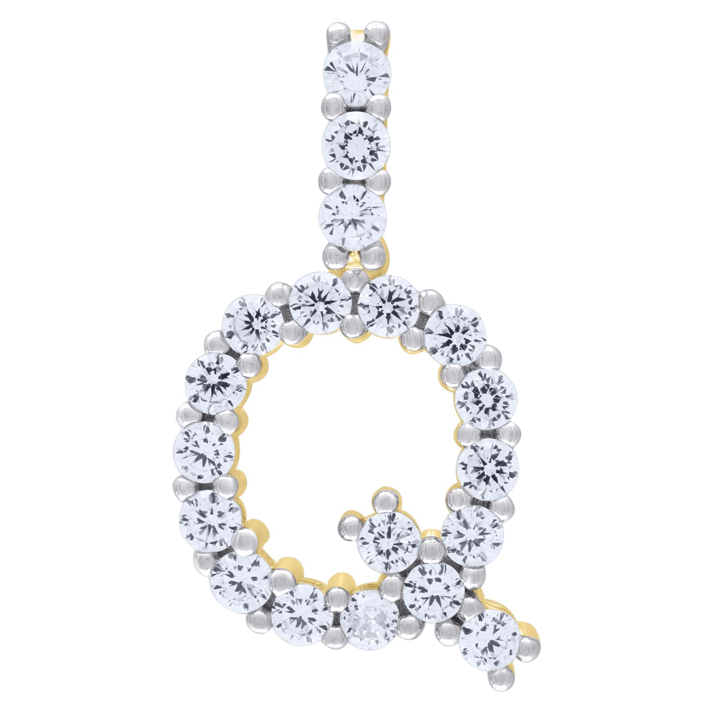 Sterling Silver Unisex Cubic Zirconia Initial Alphabet Charm Pendant