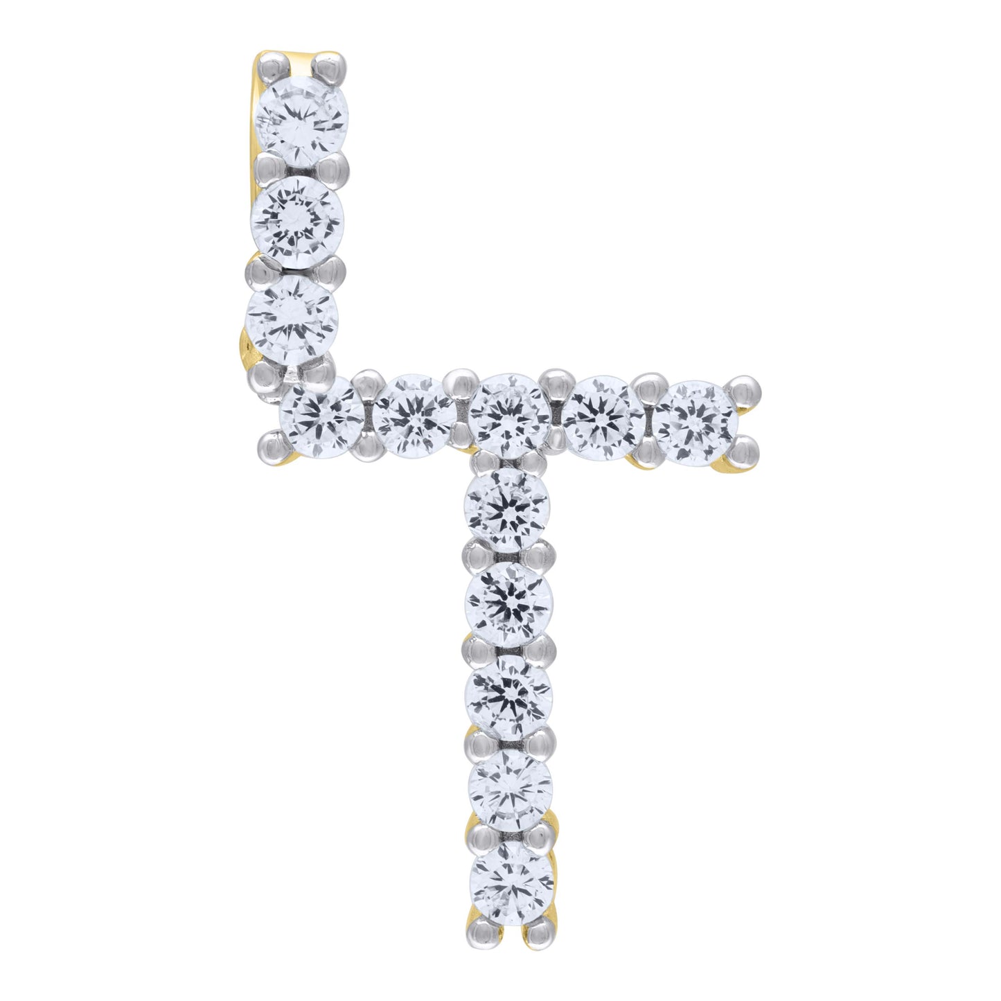 Sterling Silver Unisex Cubic Zirconia Initial Alphabet Charm Pendant