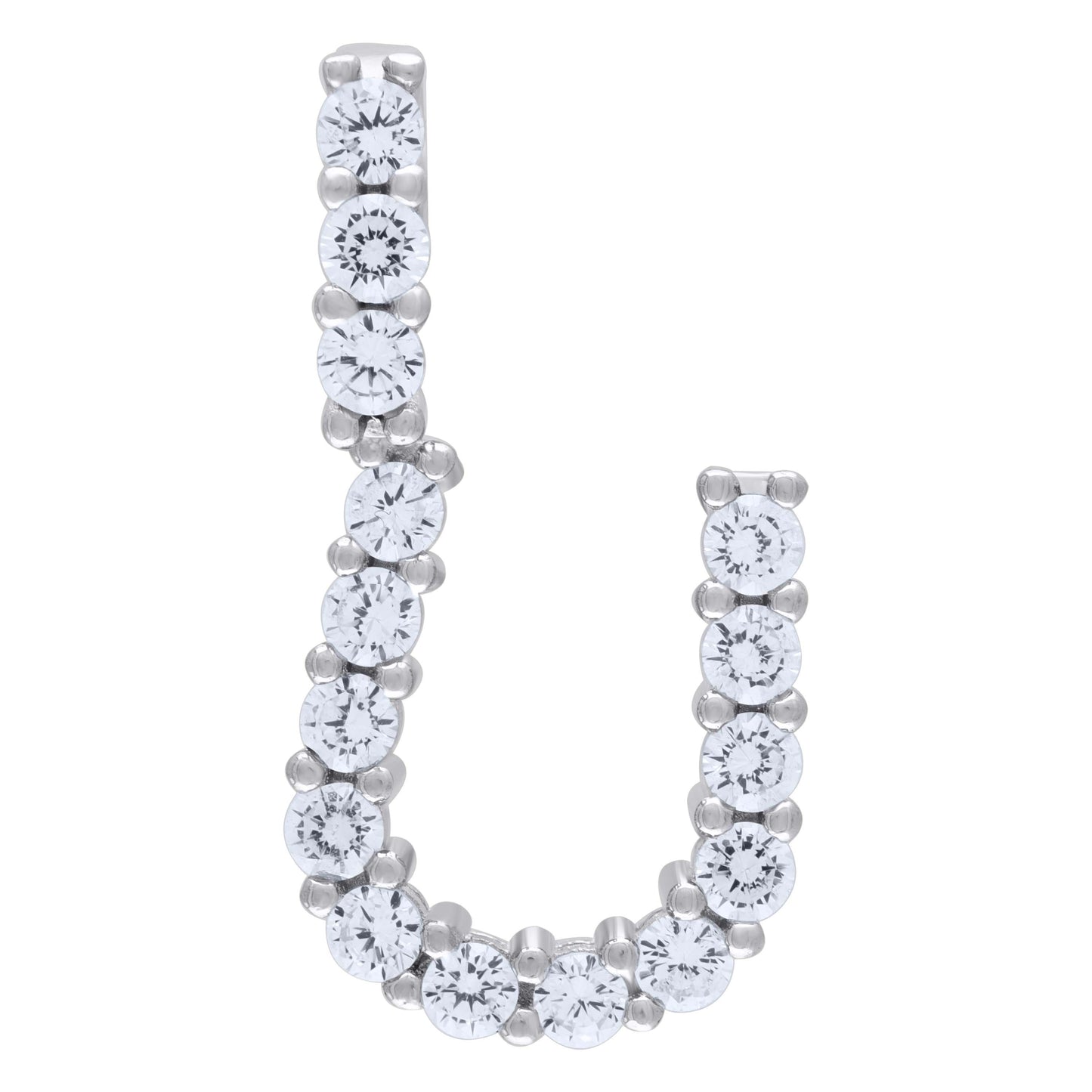 Sterling Silver Unisex Cubic Zirconia Initial Alphabet Charm Pendant