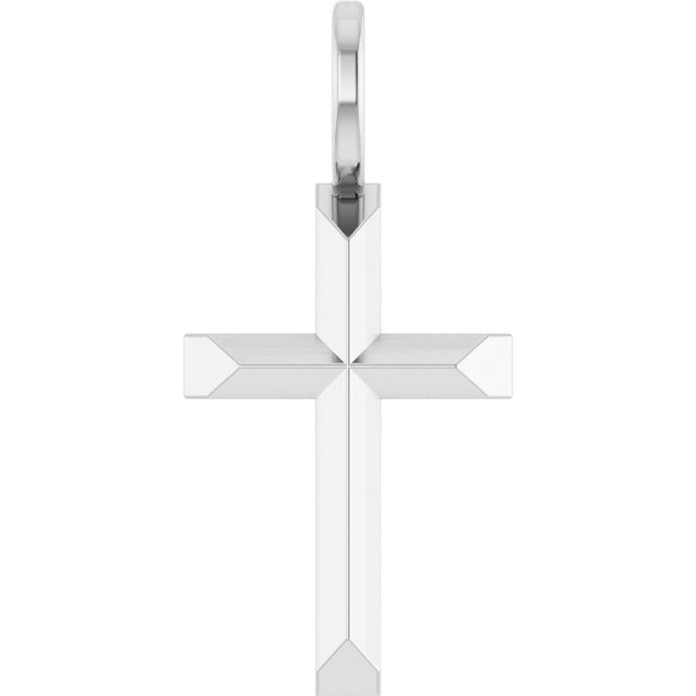Platinum 18 X 9 Mm 16-18 In Polished Knife Edge Cross Necklace