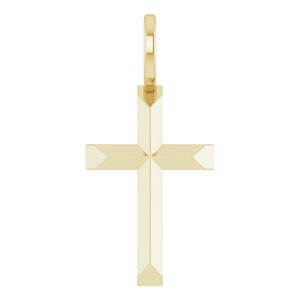 14K Yellow Gold 18 X 9 Mm 16-18 In Polished Knife Edge Cross Necklace