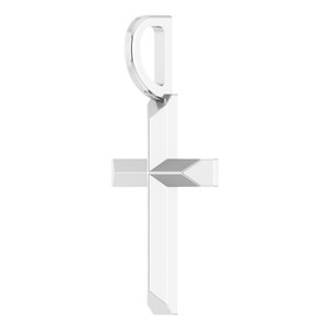 Sterling Silver 18 X 9 Mm 16-18 In Polished Knife Edge Cross Necklace