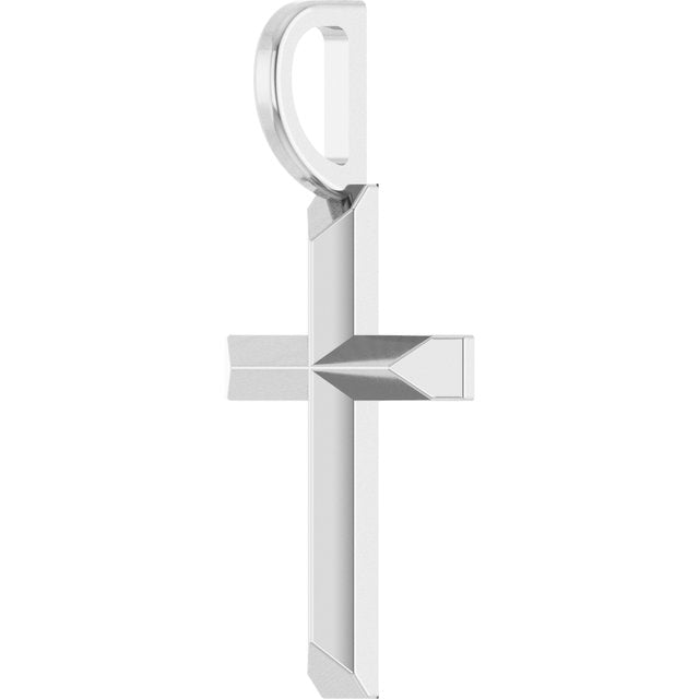 14K Rose Gold Or Platinum Polished Knife Edge Cross Pendant