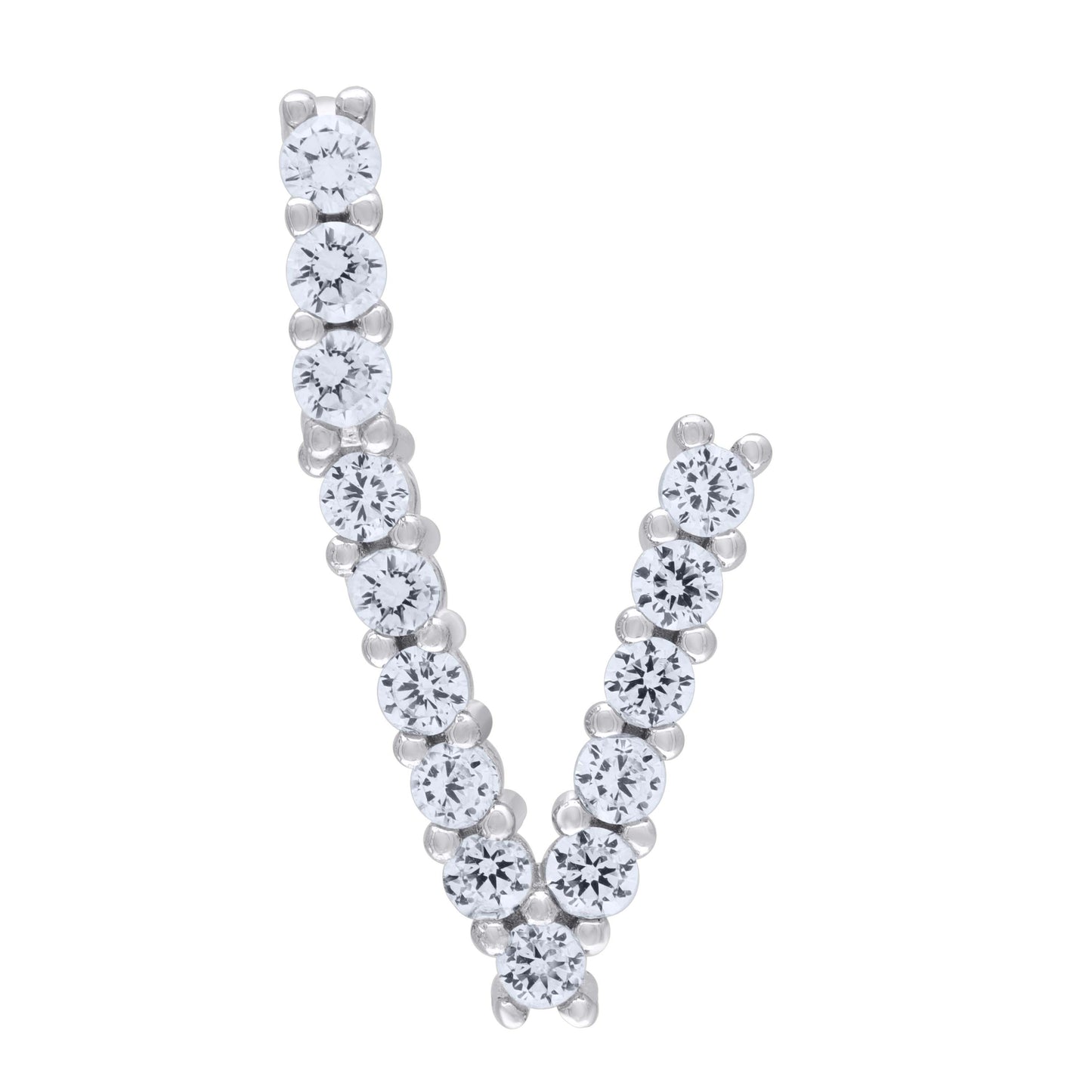 Sterling Silver Unisex Cubic Zirconia Initial Alphabet Charm Pendant