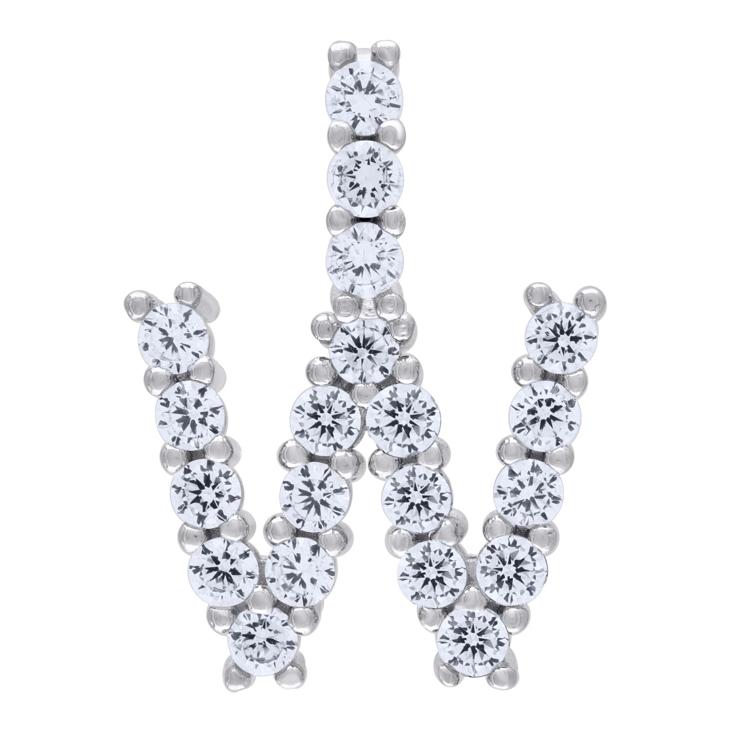 Sterling Silver Unisex Cubic Zirconia Initial Alphabet Charm Pendant