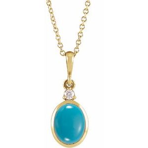 14K Yellow Or White Or Rose Gold Or Sterling Silver 6x4 mm 16-18" Bezel-Set Cabochon Necklace