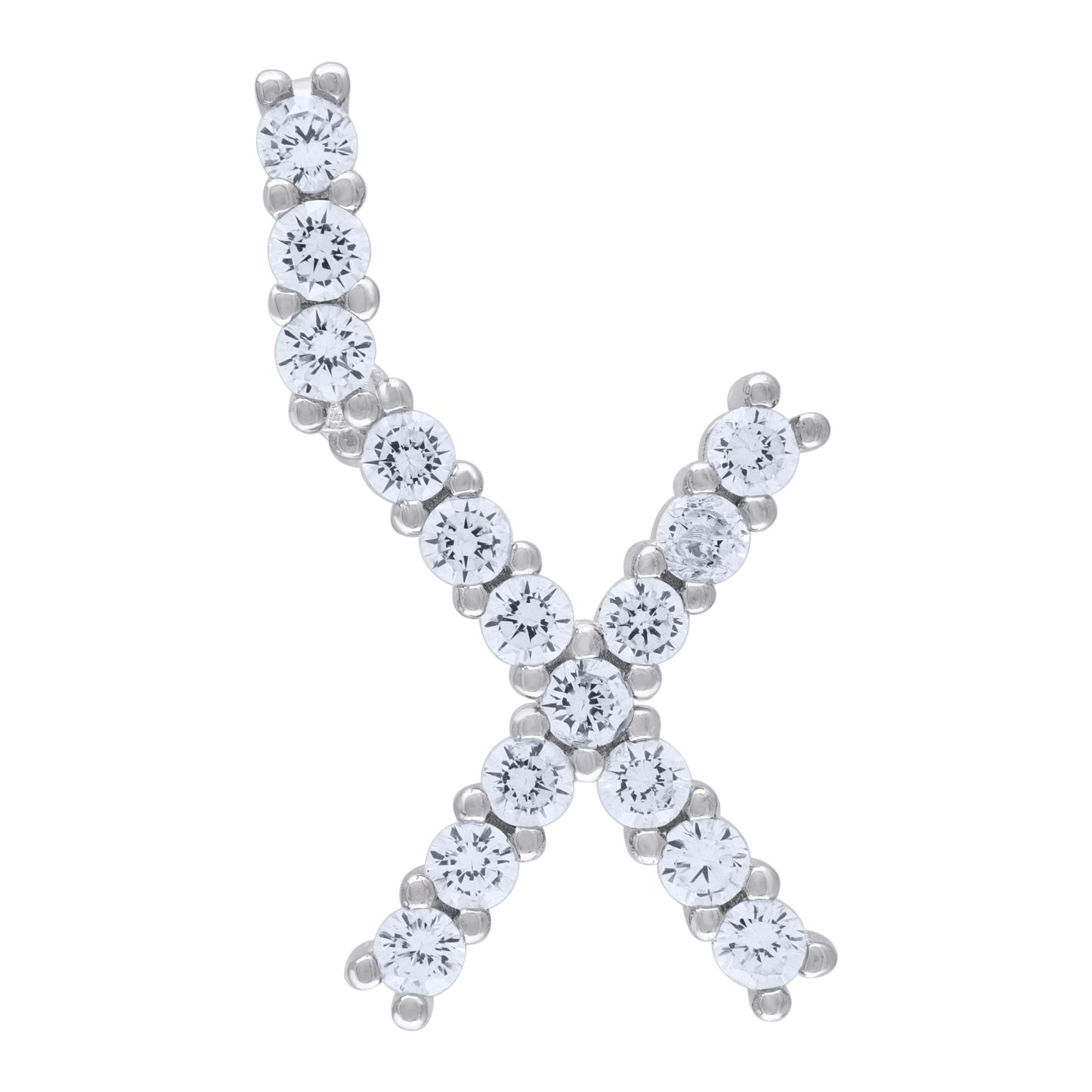 Sterling Silver Unisex Cubic Zirconia Initial Alphabet Charm Pendant