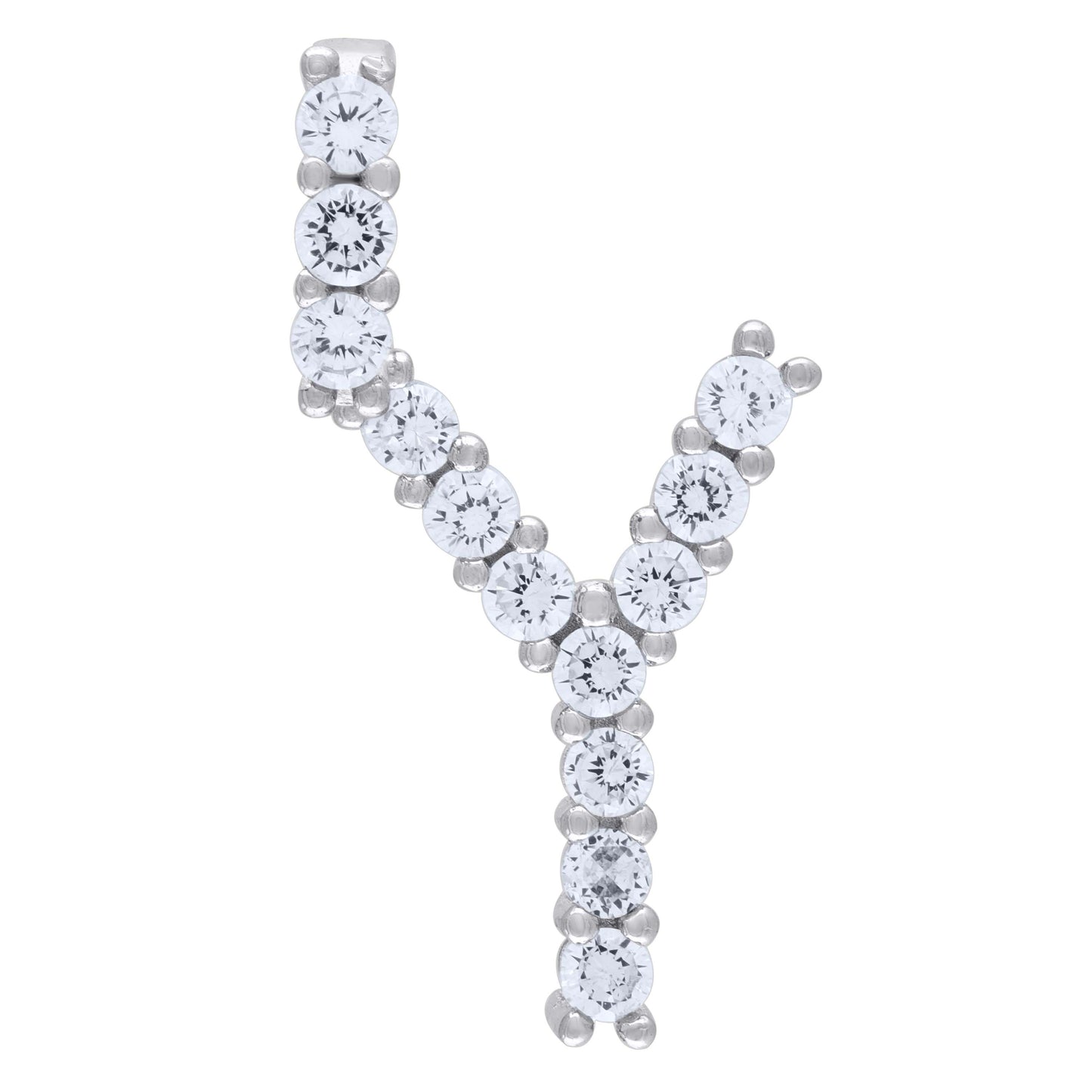 Sterling Silver Unisex Cubic Zirconia Initial Alphabet Charm Pendant