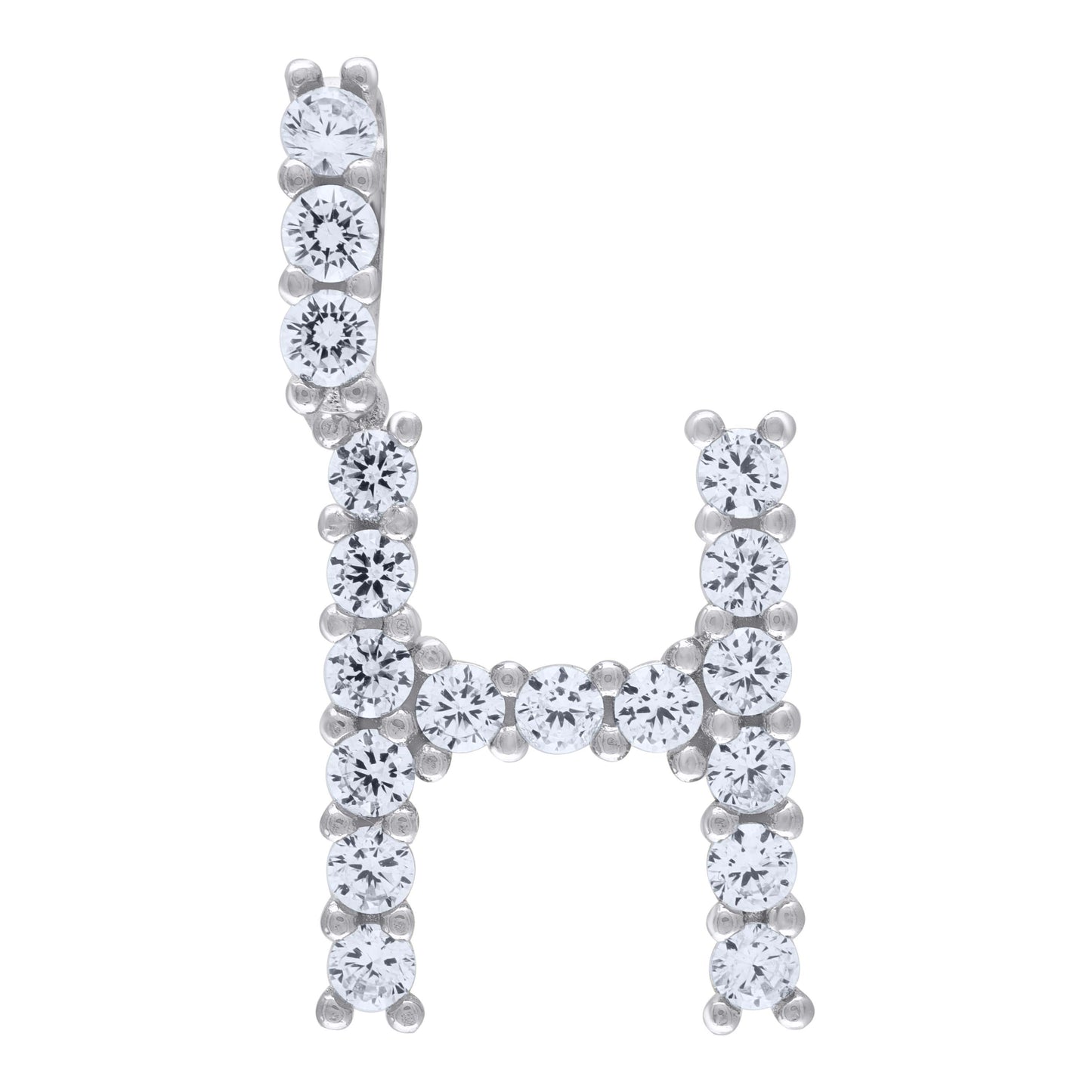 Sterling Silver Unisex Cubic Zirconia Initial Alphabet Charm Pendant