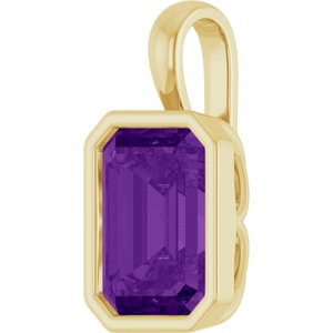 14K Yellow Gold Emerald 10 X 8 Mm Natural Amethyst Pendant