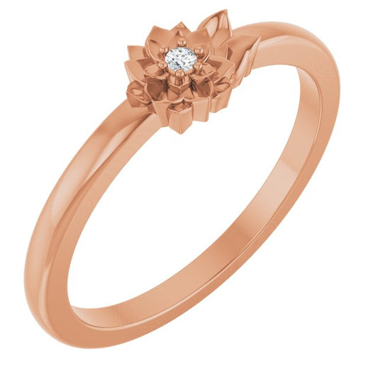 14K Rose Gold Round 1.5 Mm I1, G-H :: 0.015 Ct Polished .015 Ct Natural Diamond Flower Ring, Size 7