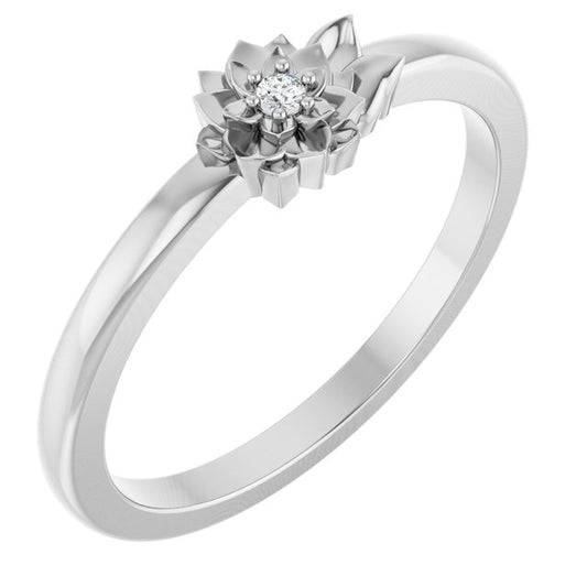 14K Yellow Gold Or Sterling Silver Round 1.5 Mm I1, G-H :: 0.015 Ct Polished .015 Ct Natural Diamond Flower Ring, Size 5