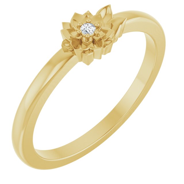 14K Yellow Gold Or Sterling Silver Round 1.5 Mm I1, G-H :: 0.015 Ct Polished .015 Ct Natural Diamond Flower Ring, Size 5