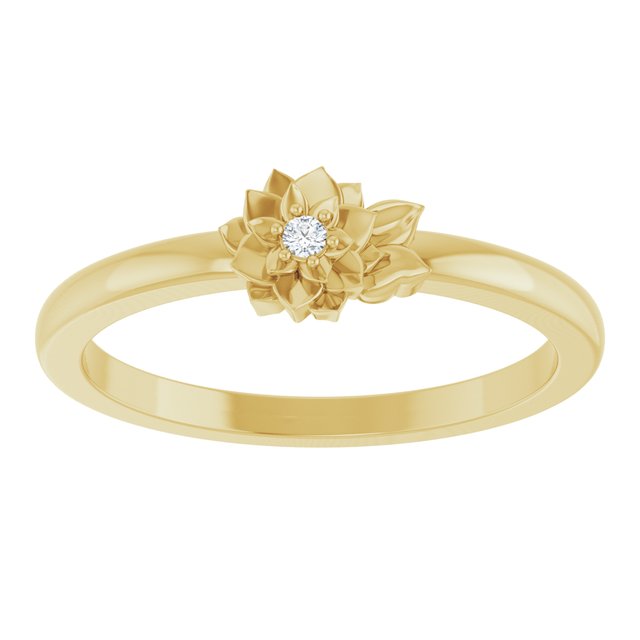 14K Yellow Gold Or Sterling Silver Round 1.5 Mm I1, G-H :: 0.015 Ct Polished .015 Ct Natural Diamond Flower Ring, Size 5