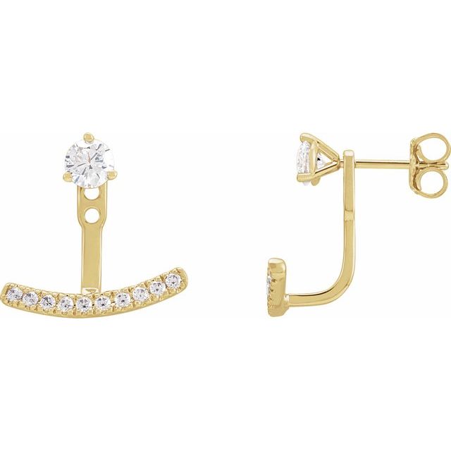 14K Yellow Or White Or Rose Gold 1.3Mm Round Polished 1/5 Ctw Lab-Grown Diamond Earring Jackets