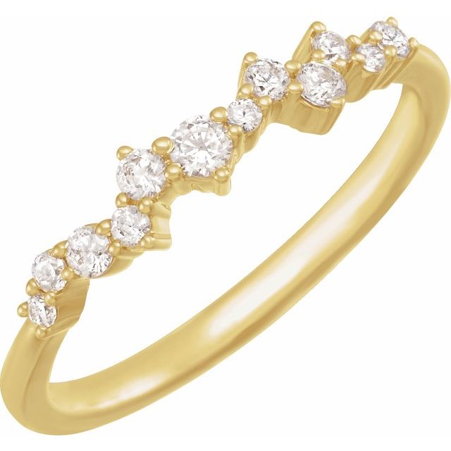 14K Yellow Or White Or Rose Gold Round 2.3 Mm Polished 1/4 Ctw Lab-Grown Diamond Scattered Stackable Ring, Size 7