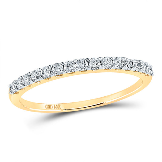 14K Yellow Gold Womens Round Diamond Wedding Anniversary Band 1/4 Cttw, Womens Size: 5-10