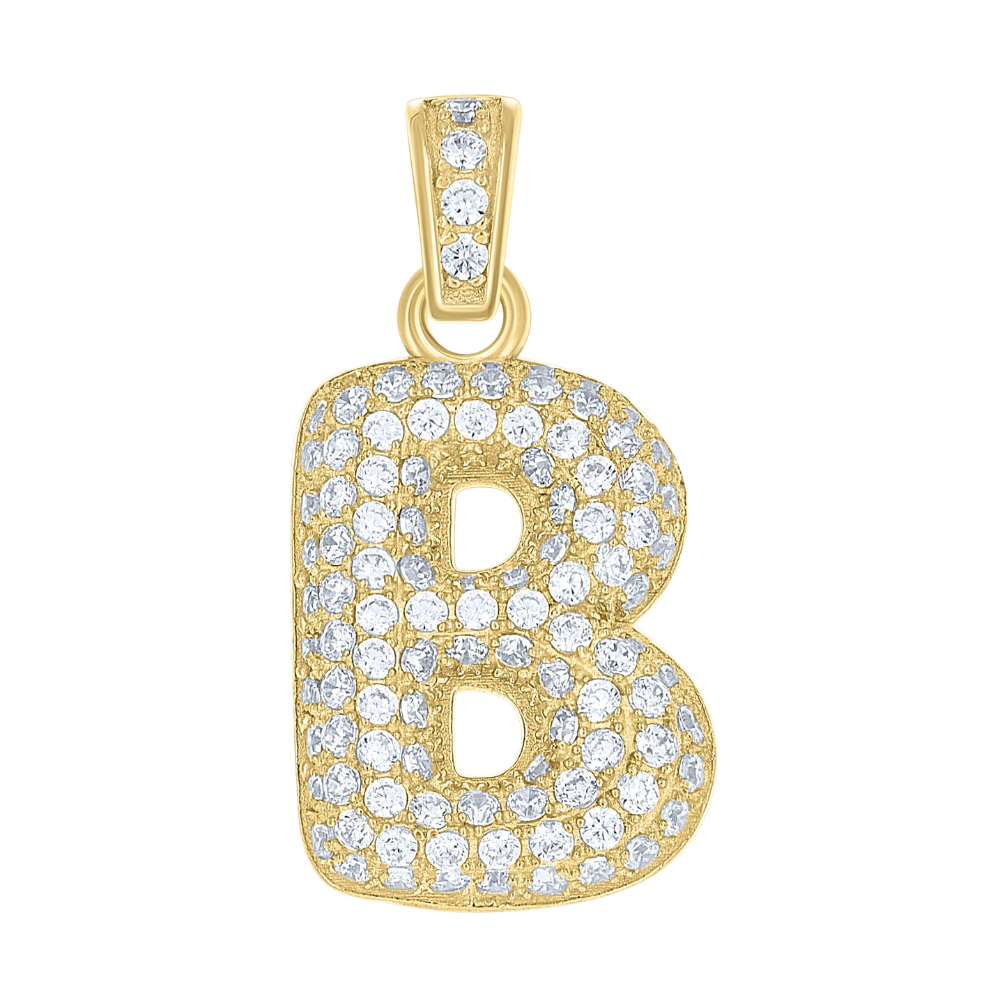 10K Yellow Gold Unisex Cubic-Zirconia Bubble Initial Letter Charm Pendant